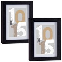 2x stuks houten fotolijst zwart geschikt voor een foto van 10 x 15 cm of 13 x 18 cm - Fotolijsten - thumbnail