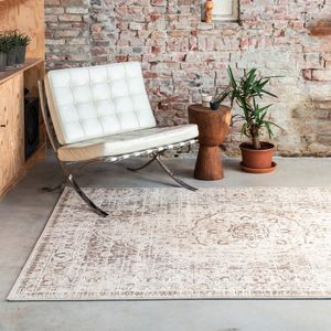 Vloerkleed Vintage Medallion - 160x240cm - Beige Industrieel Vloerkleed - 123vloerkleed.nl is de online webshop voor vloerkleden en woonaccessoires.