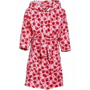 Fleece badjas roze aardbeienprint voor meisjes 146/152 (11-12 jr)  -