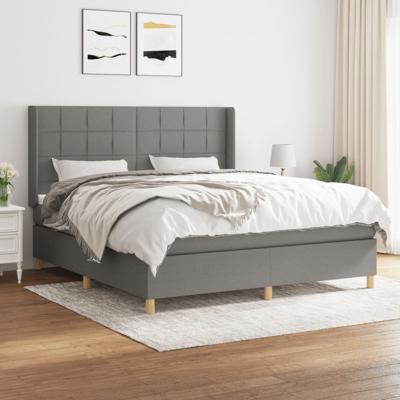 Boxspring met matras stof donkergrijs 160x200 cm