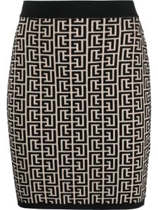 Balmain minijupe à motif monogrammé en jacquard - Noir