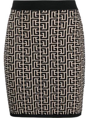 Balmain minijupe à motif monogrammé en jacquard - Noir