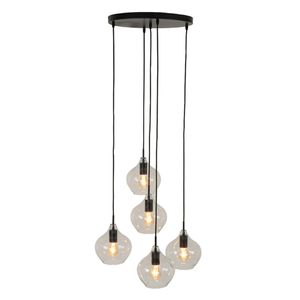 Hanglamp Rakel mat zwart + helder rond