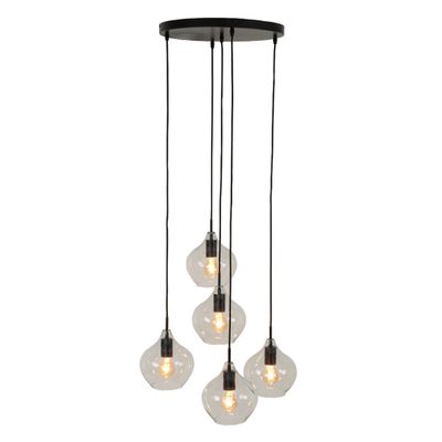 Hanglamp Rakel mat zwart + helder rond