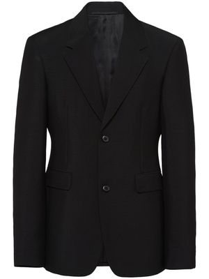 Prada blazer en laine mélangée à simple boutonnage - Noir