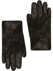 Dolce & Gabbana gants en cuir à logo embossé - Noir