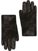 Dolce & Gabbana gants en cuir à logo embossé - Noir