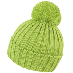 Result grof gebreide wintermuts met pompon - limegroen - Wintermutsen voor dames/heren