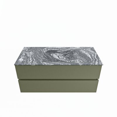MONDIAZ VICA-DLUX 110cm badmeubel onderkast Army 2 lades. Inbouw wastafel CLOUD midden zonder kraangat, kleur Lava.