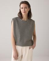 Summum Sleeveless Top Knitted Stripe Coated 3s5148-306973 Tops En Singlets 985 Black-ivory