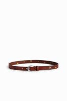 Leren riem met borduursel - BROWN - 90