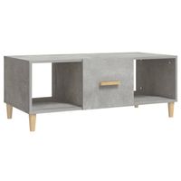 The Living Store salontafel Betongrijs 102x50x40 cm - Stevig hout - 2 open vakken - 1 lade - thumbnail