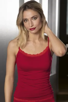 Dames spaghetti hemd kant - Modal - Kanten onderhemd met smalle bandjes - Luxe singlet