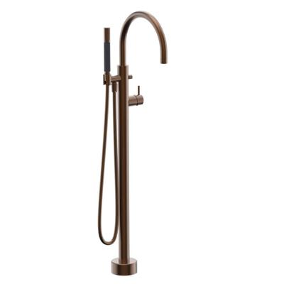 Vrijstaande badkraan Xenz Duero | Hoogte uitloop 84.5 cm | Draaibare uitloop | Mengkraan | Oud Koper