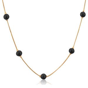Cilla Jewels dames ketting Edelstaal Verguld Goudkleurig Zwarte Kralen
