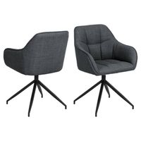 Giga Meubel Eetkamerstoel Parma Basel Met Armleuning Donkergrijs - Giga Living