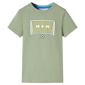 Kindershirt met doelprint 104 lichtkakikleurig