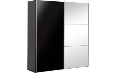 Goossens Kledingkast Easy Storage Sdk, 203 cm breed, 220 cm hoog, 1x 3 paneel glas schuifdeur li en 1x 3 paneel spiegel schuifdeur re