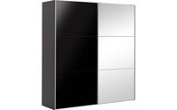 Goossens Kledingkast Easy Storage Sdk, 203 cm breed, 220 cm hoog, 1x 3 paneel glas schuifdeur li en 1x 3 paneel spiegel schuifdeur re
