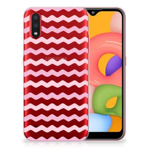 Samsung Galaxy A01 TPU bumper Waves Roze