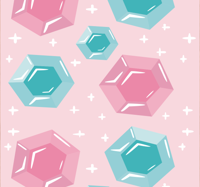 Bubbels behang met roze en blauw