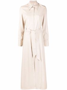 Nanushka robe-chemise longue ceinturée en cuir artificiel - Tons neutres