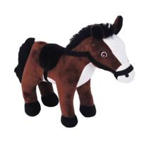 Knuffeldier Paard Lola - zachte pluche stof - dieren knuffels - donkerbruin - 23 cm   - - thumbnail