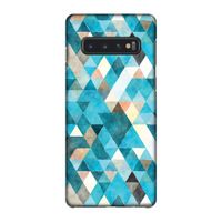 Gekleurde driehoekjes blauw: Samsung Galaxy S10 4G Volledig Geprint Hoesje