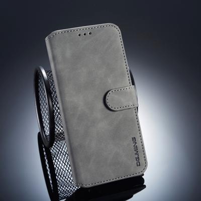Dg. MING retro olie kant horizontale flip case voor Huawei mate 20 lite met houder & kaartsleuven & portemonnee (grijs)