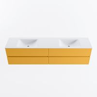 MONDIAZ VICA 200cm badmeubel onderkast Ocher 4 lades. Wastafel CLOUD dubbel 2 kraangaten, kleur Talc.