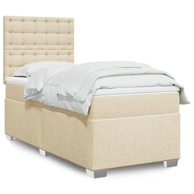 Boxspring met matras stof crèmekleurig 90x200 cm