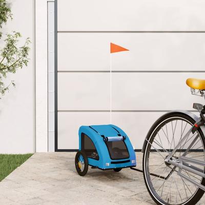 Hondenfietstrailer oxford stof en ijzer blauw