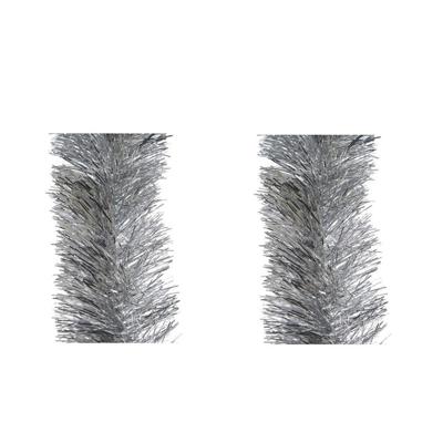 Kerstslingers - 6x stuks - zilver - folie - 10 x 270 cm - kerstboom versieringen Kerstslingers - 6x stuks - zilver - folie - 10 x 270 cm - kerstboom versieringen