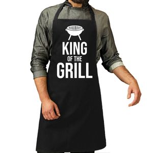 Vaderdag cadeau schort - king of the grill - zwart- keukenschort - heren - verjaardag