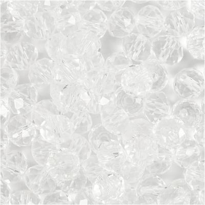 Creativ Company Facet kralen, afm 5x6 mm, gatgrootte 1 mm, kristal, 100 stuk/ 1 doos