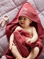 Badcape + washand personaliseerbaar Oeko-Tex® framboos