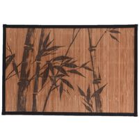 Rechthoekige placemat 30 x 45 cm  bamboe bruin met zwarte bamboe print 1    -