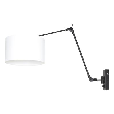 Steinhauer Wand LeeslampPrestige Chic zwart met 30cm effen wit lampenkap - 8118ZW
