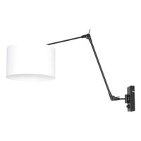 Steinhauer Wand LeeslampPrestige Chic zwart met 30cm effen wit lampenkap - 8118ZW