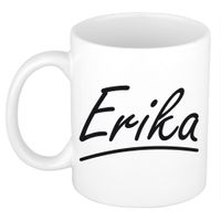 Naam cadeau mok / beker Erika met sierlijke letters 300 ml - thumbnail