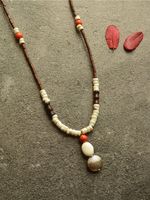 Vintage Hout Kralen Trui Halsketting - thumbnail