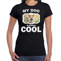 Akita inu honden t-shirt my dog is serious cool zwart voor dames - thumbnail