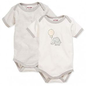 Playshoes Schnizler set 2 rompers korte mouw olifantje crème Maat