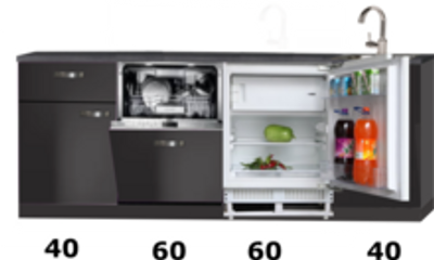 keukenblok 200cm zwart incl apparatuur NEW-021
