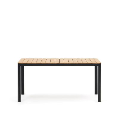 Kave Home Bona tuintafel 160x90 cm teak hout Zwart