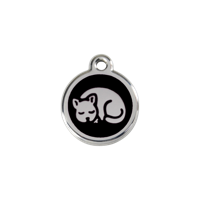 Kitten Black roestvrijstalen kattenpenning small/klein dia. 2 cm - Reddingo
