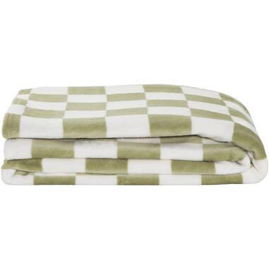 Sprei Levi groen/wit - 200x220 cm - Leen Bakker