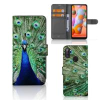 Samsung Galaxy M11 | A11 | Telefoonhoesje | Met pasjeshouder | Pauw