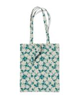 HEMA Canvas tas 35x41cm bloemen (groen)