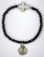 Armband Zwart Kristal en Parelmoer Kruis - Sieraden - Spiritueelboek.nl